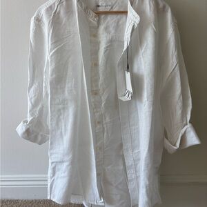 Zara White Casual Button Down Shirt